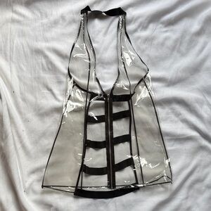 Sheer Black Trim halter raincoat